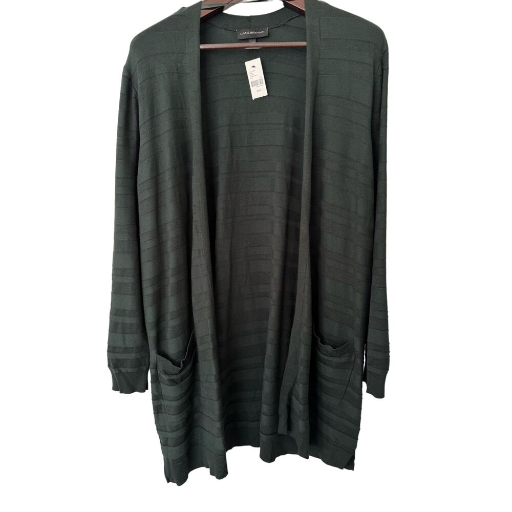 Lane Bryant Forest Green Long Sleeve Open Front Cardigan Size 22/24 NWT